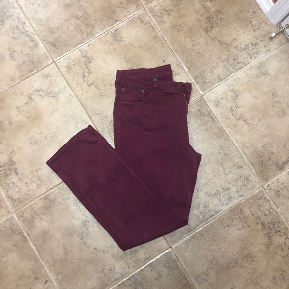 NYDJ Denim - NYDJ - Burgundy Stretch Straight Legs